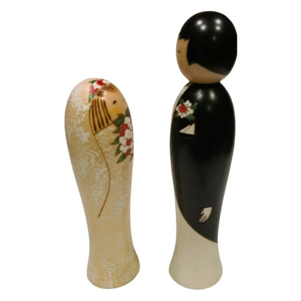 "Usaburo Kokeshi" Wedding Set [San-Ai Handmade] From Japan Bride and Groom EUC - Picture 2 of 8